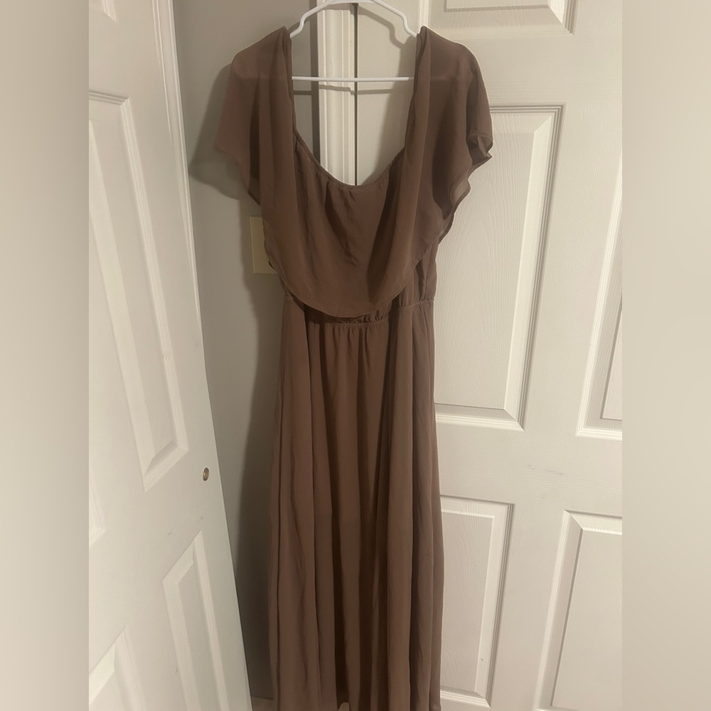 Baltic Born Mauve-Brown Chiffon Maxi Dress